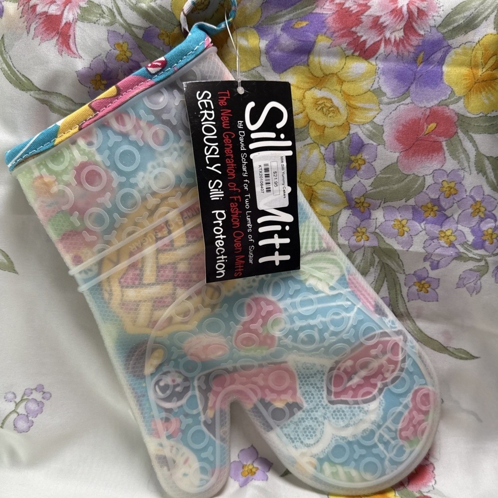 Sili Mitt Silicone Oven Mitt 12" Food Print Heat Resistant Kitchen Glove New